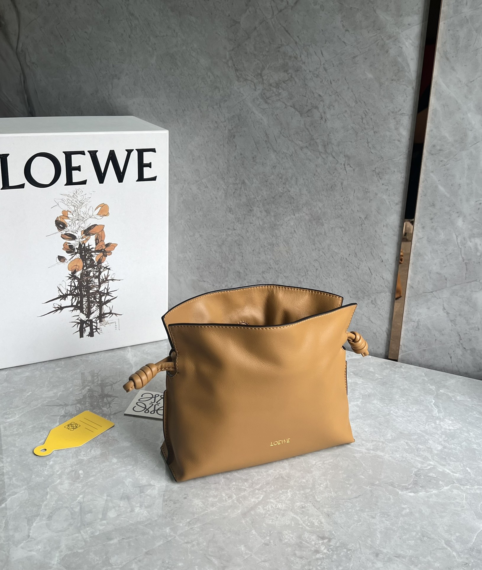 Loewe Mini Flamenco clutch in nappa calfskin Warm Desert